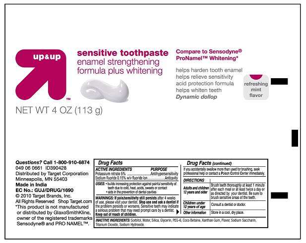 Up and UP Sensitive Toothpaste Enamel Strengthening formula plus whitening